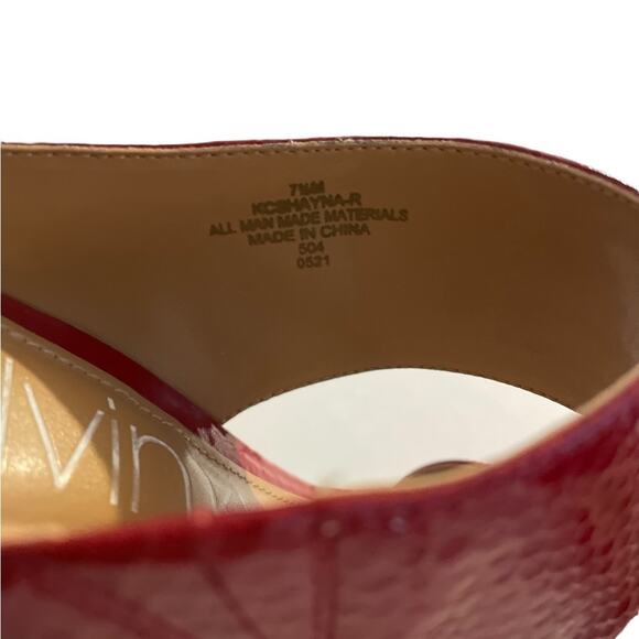 Calvin Klein Lorinda HEELS Womens 7 1/2 RED Snake Skin Pattern Classy Elegant - Picture 9 of 10